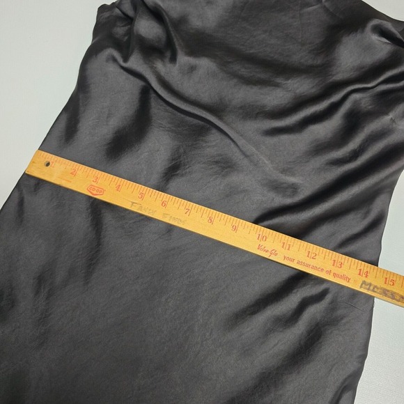 Zara Slip Dress Womens‎ Medium Black Satin Mini Drape Neck Tie Sides Night Out - Picture 11 of 13